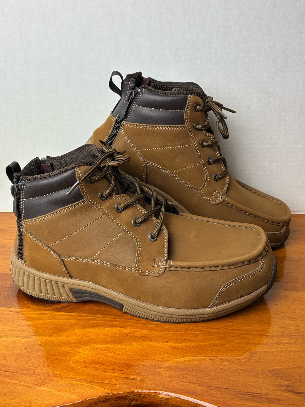Orthofeet Ryder Boots 486 Men’s 9 X-Wide 4E Brown Leather Lace Up With Zippers